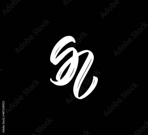 White Vector Letters Logo Brush Handlettering Calligraphy Style In Black Background Initial gl