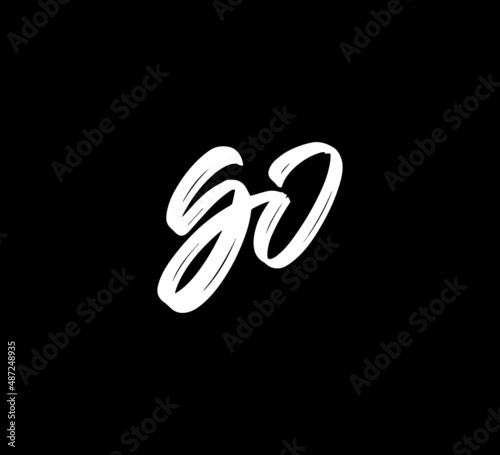 White Vector Letters Logo Brush Handlettering Calligraphy Style In Black Background Initial go