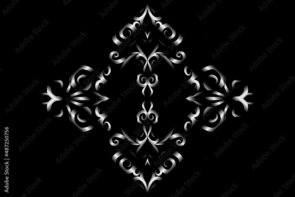 seamless Black and white caleidoscope gradient flower art pattern of indonesian traditional tenun batik ethnic dayak ornament for wallpaper ads background sticker or clothing seamless Black and white caleidoscope gradient flower art pattern of indonesian traditional tenun batik ethnic dayak ornament for wallpaper ads background sticker or clothing