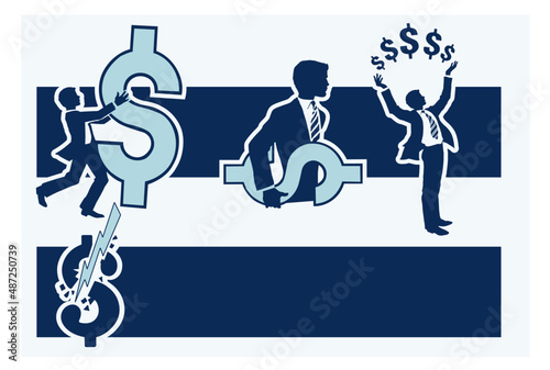 Dinero. Billetes en dólares. Efectivo. Ilustración vectorial de estilo plano, colección de iconos planos de dinero. diferentes tipos de diseño de iconos de dinero, ahorro de dinero