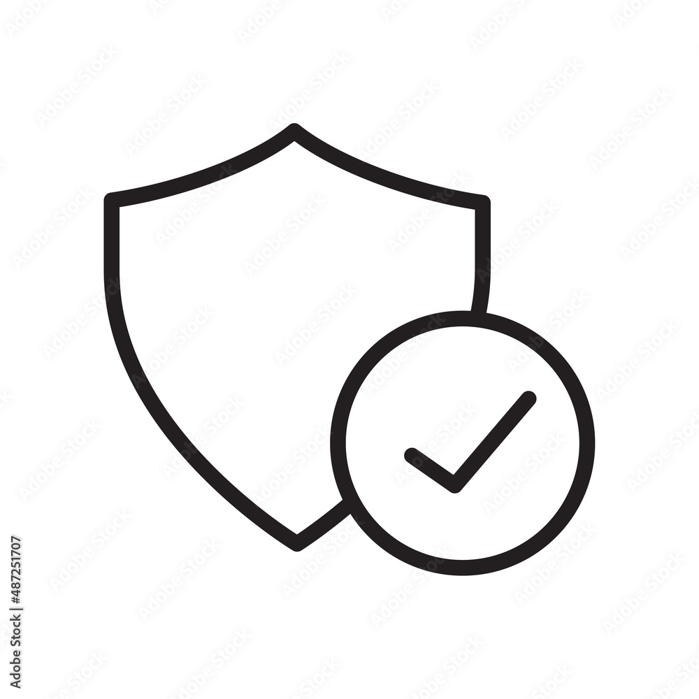 Black shield with check mark. Security protection concept. Shield check mark icon. Vector illustration. stock image. Black shield with check mark. Security protection concept. Shield check mark icon. Vector illustration. stock image.