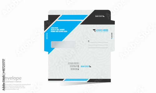 cyan colored vector DL Envelope design