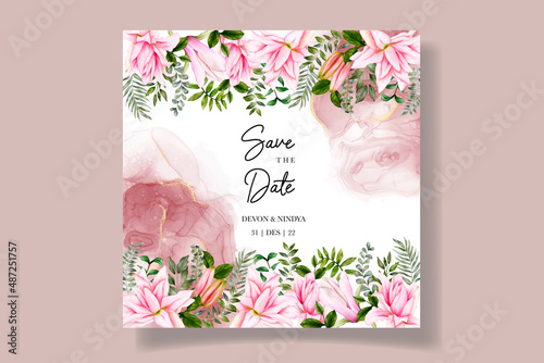 Beautiful watercolor floral wedding invitation card © darren