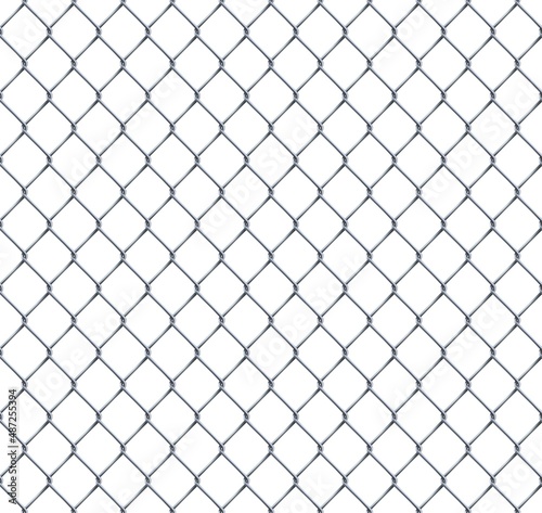 Rabitz chain-link fence pattern, metal steel grid or mesh realistic vector background. Seamless texture of prison border, industrial construction, abstract perimeter barrier security cage 3d chainlink