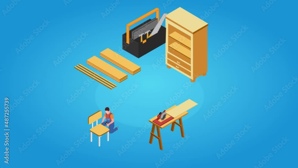 Handyman making a chair in the workplace Handyman making a chair in the workplace