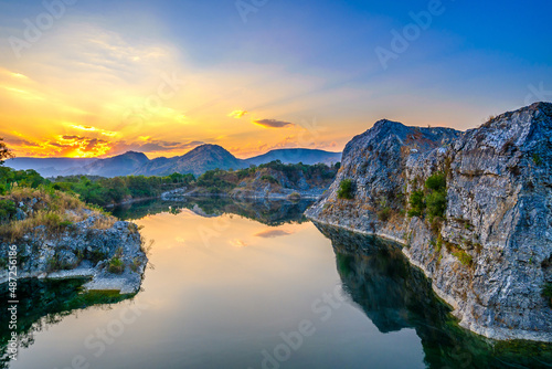 Cuadro en lienzo Blue Lagoon (Phu Pha Man) in Khonkaen, Thailand,
