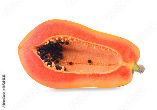 sliced of ripe papaya isolated on white background