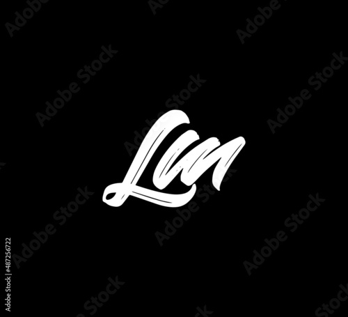 White Vector Letters Logo Brush Handlettering Calligraphy Style In Black Background Initial lm