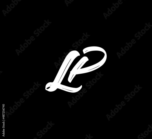 White Vector Letters Logo Brush Handlettering Calligraphy Style In Black Background Initial lp