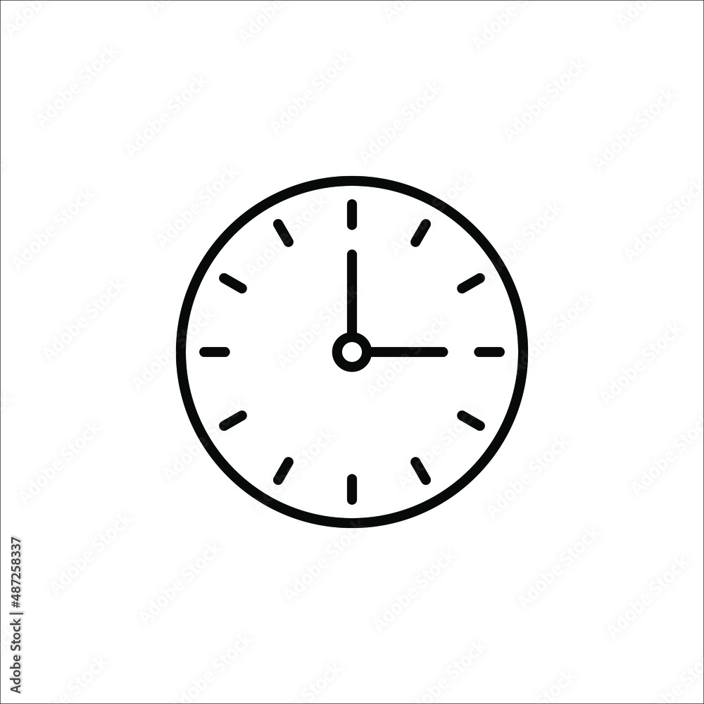 Clock icon in trendy flat style isolated on background. Clock icon page symbol for your web site design on white background Clock icon in trendy flat style isolated on background. Clock icon page symbol for your web site design on white background