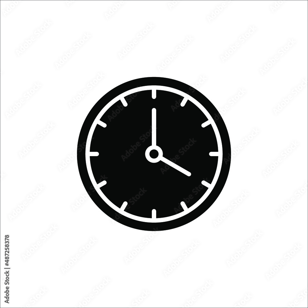 Clock icon in trendy flat style isolated on background. Clock icon page symbol for your web site design on white background Clock icon in trendy flat style isolated on background. Clock icon page symbol for your web site design on white background