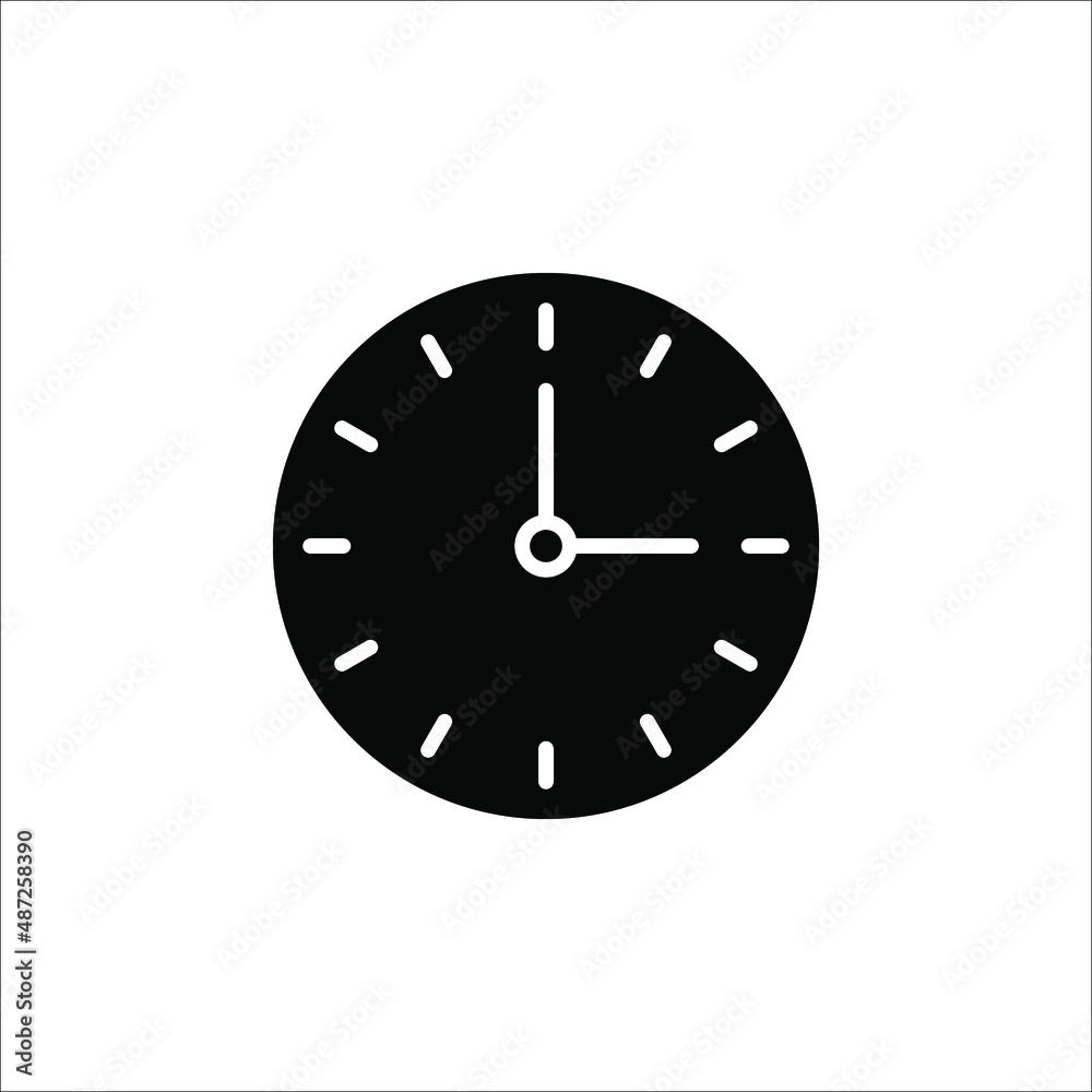 Clock icon in trendy flat style isolated on background. Clock icon page symbol for your web site design on white background Clock icon in trendy flat style isolated on background. Clock icon page symbol for your web site design on white background