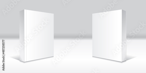 Blank white standing softcover thick book or magazine mockup template.
