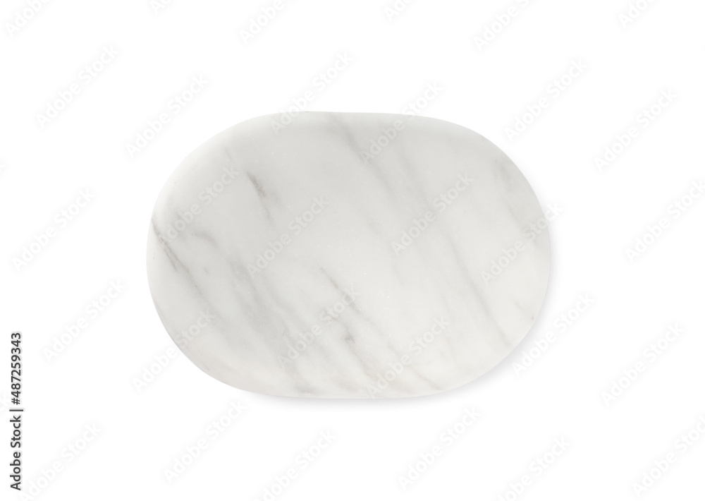 One marble stone isolated on white, top view