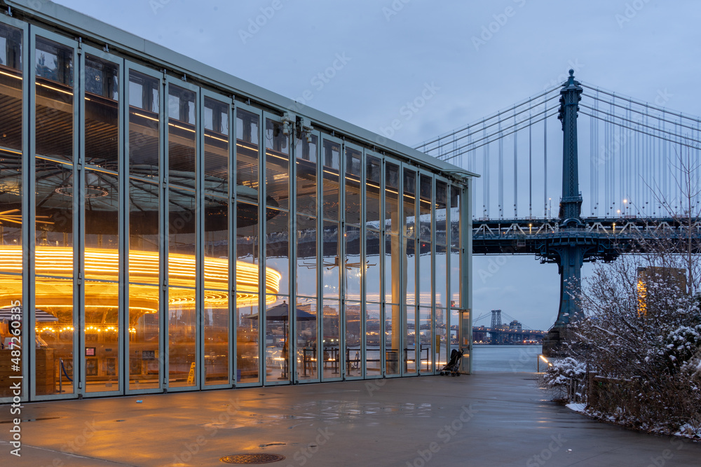 Jane's Carousel & Manhattan Bridge in Winter