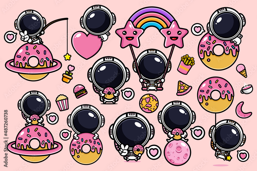 Vector design of cute astronaut characters