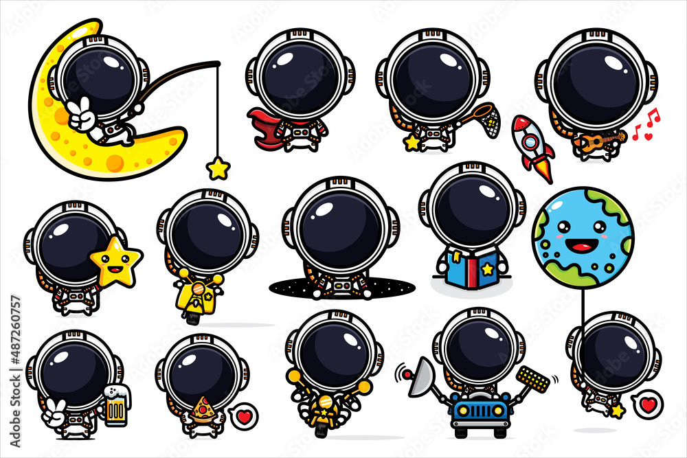 Vector design of cute astronaut characters