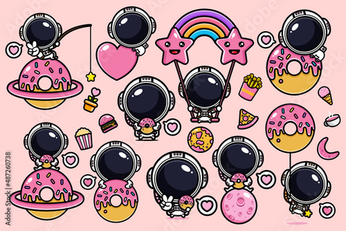 Vector design of cute astronaut characters