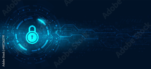 Cyber security personal data protection.padlock vector.Abstract hi-tech 
 futuristic background concept.