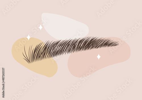 Brow studio logo. Sable style eyebrows. Permanent make-up and lamination. Linear vector Illustration in trendy minimalist style.