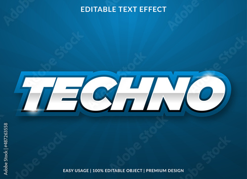 techno text effect editable template with abstract and modern style use for business logo and brand