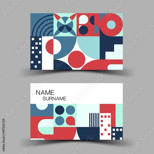 ฺBusiness card design for contact colorful. Inspiration from memphis art. Editable vector design. illustration EPS10
