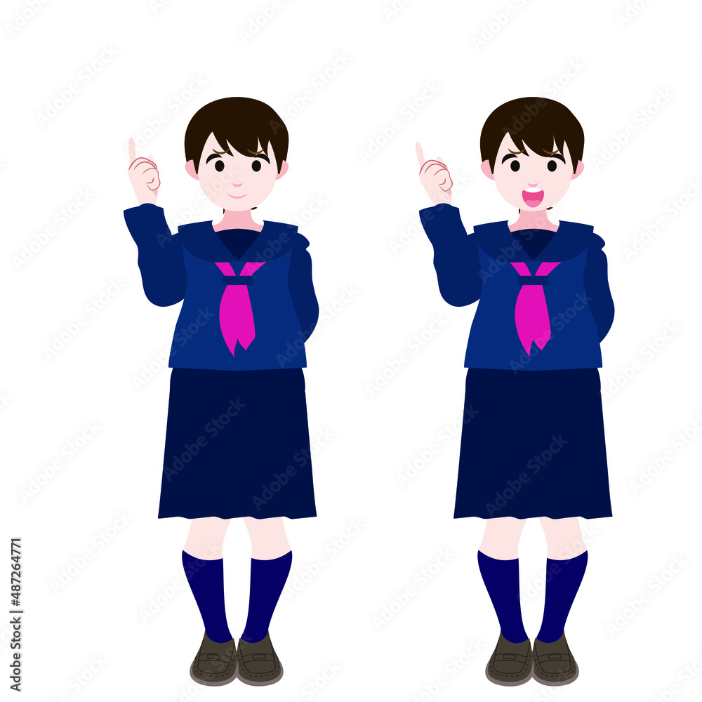 指摘するセーラー服の女学生 指摘するセーラー服の女学生