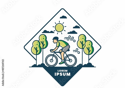 Riding a bicycle flat illustration