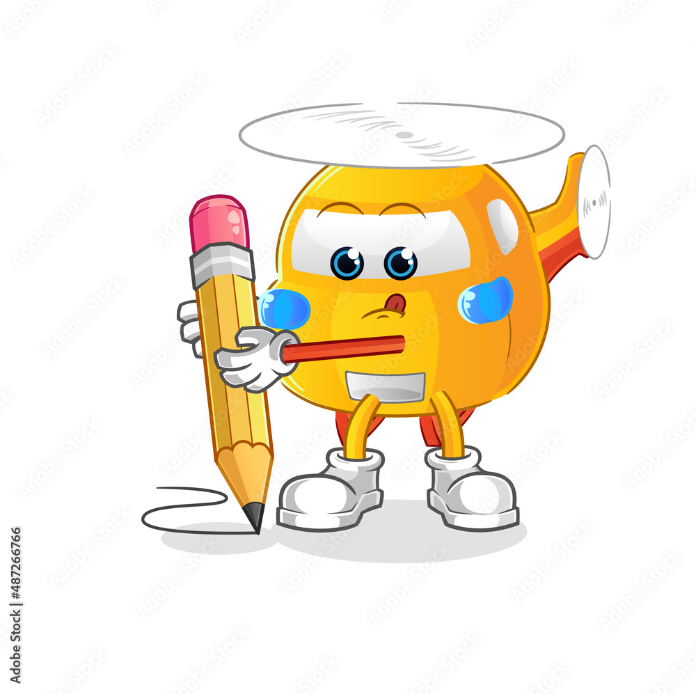 Fototapeta premium helicopter write with pencil. cartoon mascot vector