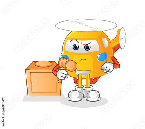 helicopter judge holds gavel. character vector