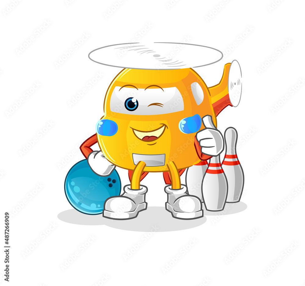 helicopter play bowling illustration. character vector