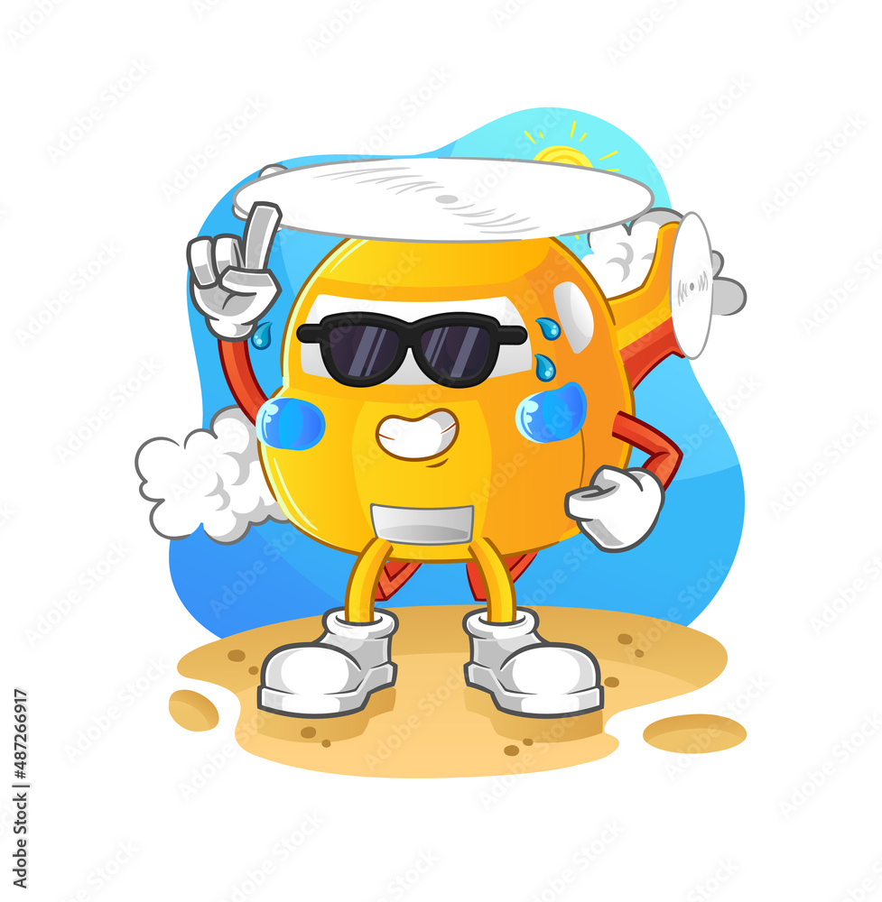 Fototapeta premium helicopter sunbathing in summer. character vector