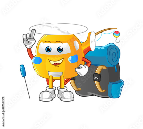 helicopter go camping mascot. cartoon vector