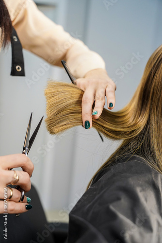 hairdresser cutting hair