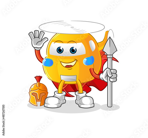 helicopter spartan character. cartoon mascot vector