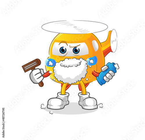 helicopter shave facial hair vector. cartoon character