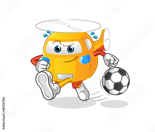 helicopter kicking the ball cartoon. cartoon mascot vector