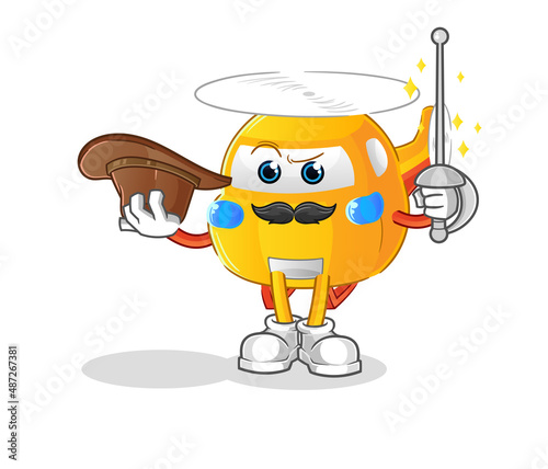 helicopter fencer character. cartoon mascot vector