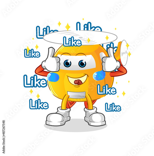 helicopter give lots of likes. cartoon vector