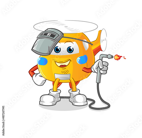 helicopter welder mascot. cartoon vector