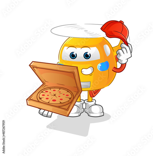 helicopter pizza delivery boy vector. cartoon character