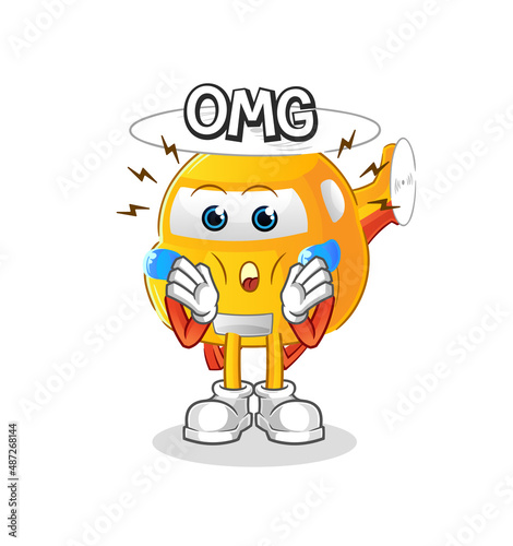 helicopter Oh my God vector. cartoon character