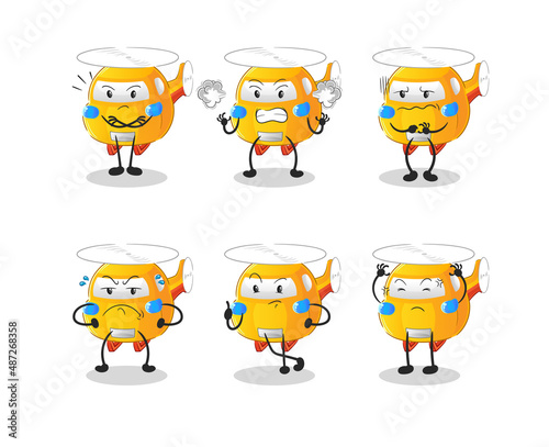 helicopter angry group character. cartoon mascot vector