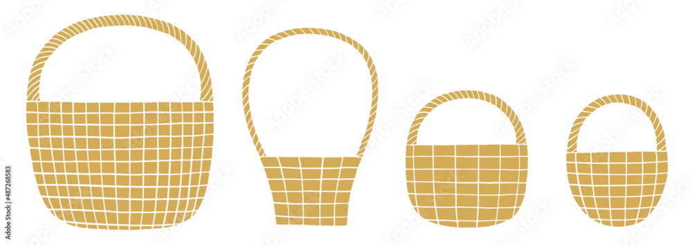 Set of basket illustrations isolated on white