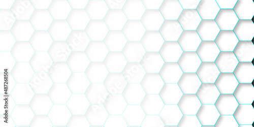 Fototapeta Naklejka Na Ścianę i Meble -  Abstract background with hexagons . White background texture of honeycombs with fresh raw honey . Marble hexagon tile floor background pattern. in illustration background .