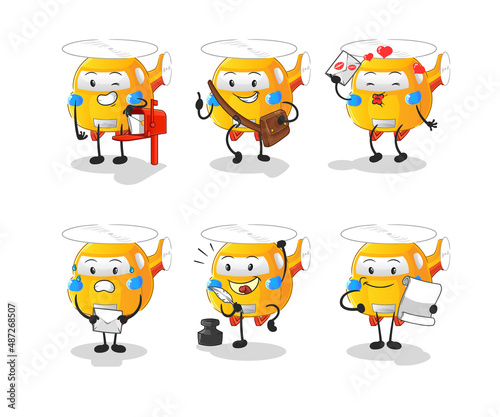 helicopter postman set character. cartoon mascot vector