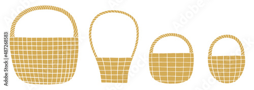 Set of basket illustrations isolated on white