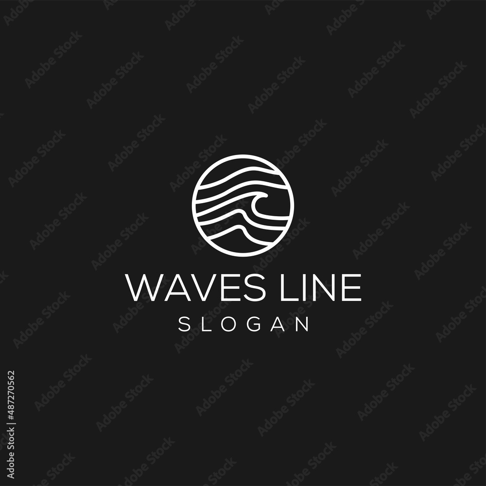 
Ocean waves in a circle. Minimalist and simple vector design
