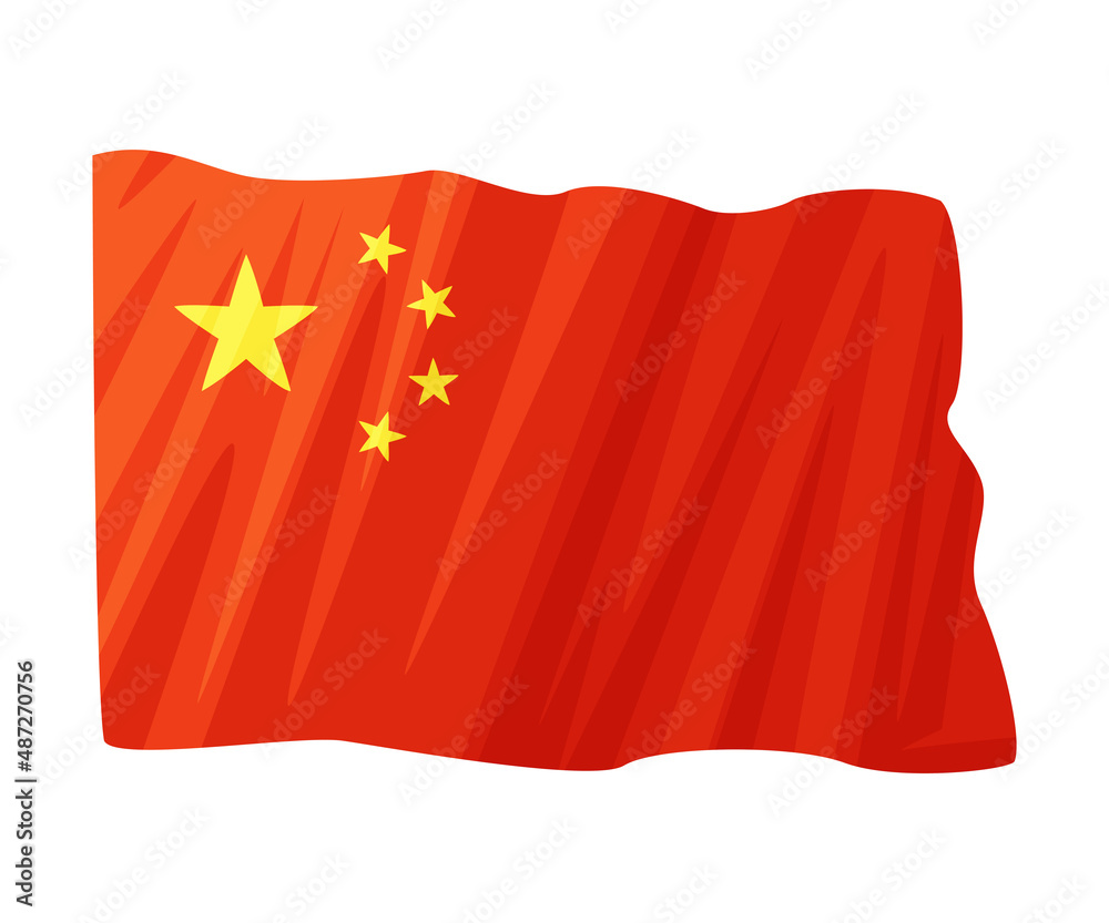 Red China Flag with Yellow Stars as Traditional Cultural Chinese Symbol Vector Illustration Red China Flag with Yellow Stars as Traditional Cultural Chinese Symbol Vector Illustration