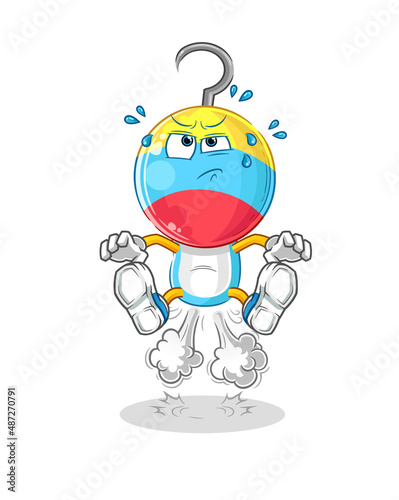 fishing bait head cartoon fart jumping illustration. character vector